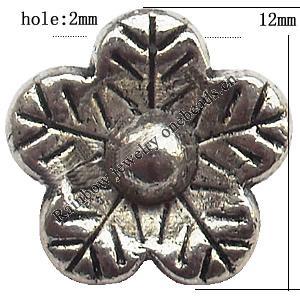 Flower Zinc Alloy Jewelry Findings Lead-free 12mm hole=2mm Sold per pkg of 700