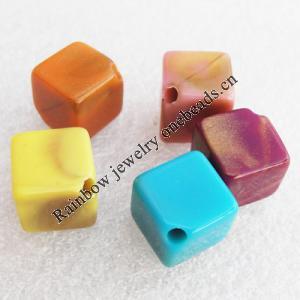 Solid Acrylic Beads, Mix color Cube 12x12x12mm hole:2.5mm, Sold by Bag