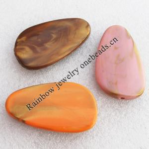 Solid Acrylic Beads, Mix color 37x57x8mm hole:3mm, Sold by Bag