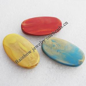 Solid Acrylic Beads, Mix color Flat Oval 51x30x7mm hole:3mm, Sold by Bag