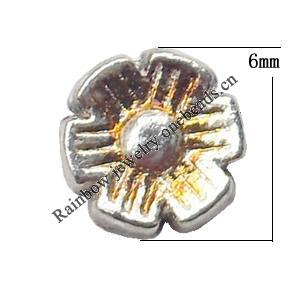 Flower Lead-Free Zinc Alloy Jewelry Findings 6mm hole=1mm Sold per pkg of 2000