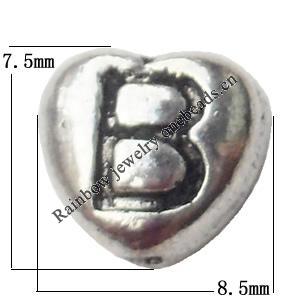 Heart Lead-Free Zinc Alloy Jewelry Findings 7.5x8.5mm hole=1mm Sold per pkg of 1000