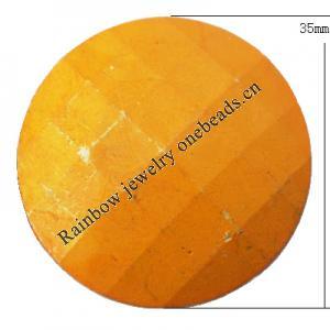 Imitate Wood Acrylic Beads, Faceted Flat Round 35x13mm, Sold by Bag