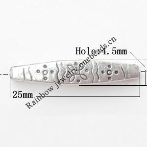 Tube Lead-Free Zinc Alloy Jewelry Findings 25x4.5mm hole=1mm Sold per pkg of 800