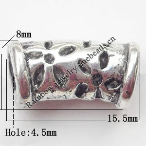Tube Lead-Free Zinc Alloy Jewelry Findings 15.5x8mm hole=4.5mm Sold per pkg of 300