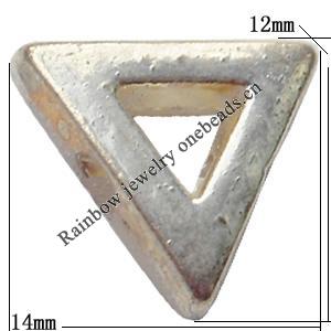 Triangle Lead-Free Zinc Alloy Jewelry Findings 14x12mm hole=1mm Sold per pkg of 500