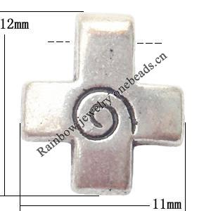 Tibetan Cross Lead-Free Zinc Alloy Jewelry Findings 11x12mm hole=2mm Sold per pkg of 700
