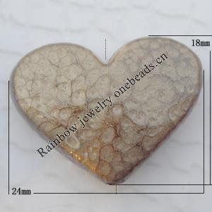 Imitate Gemstone Acrylic Beads, Flat Heart 24x18mm Hole:1.5mm, Sold by Bag