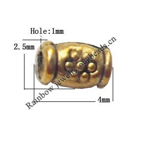 Tibetan Tube Lead-Free Zinc Alloy Jewelry Findings 2.5x4mm hole=1mm Sold per pkg of 10000