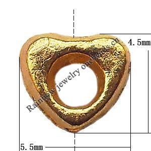 Tibetan Heart Lead-Free Zinc Alloy Jewelry Findings 5.5x4.5mm hole=1mm Sold per pkg of 5000