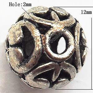 Tibetan Flat Round Lead-Free Zinc Alloy Jewelry Findings 12mm hole=2mm Sold per pkg of 300