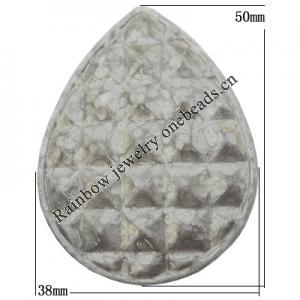 Imitate Gemstone Acrylic Beads, Flat Teardrop 38x50mm Hole:2mm, Sold by Bag
