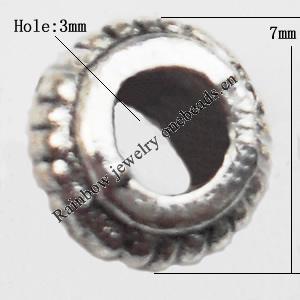 Tibetan Lead-Free Zinc Alloy Jewelry Findings 7x3mm hole=3mm Sold per pkg of 1500