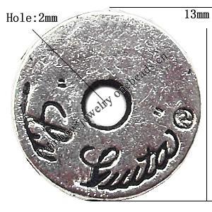 Tibetan Coin Lead-Free Zinc Alloy Jewelry Findings 13mm hole=2mm Sold per pkg of 800