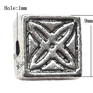 Tibetan Square Lead-Free Zinc Alloy Jewelry Findings 9x4.5mm hole=1mm Sold per pkg of 600