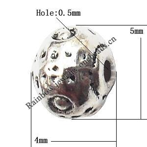 Tibetan Drum Lead-Free Zinc Alloy Jewelry Findings 4x5mm hole=0.5mm Sold per pkg of 3000