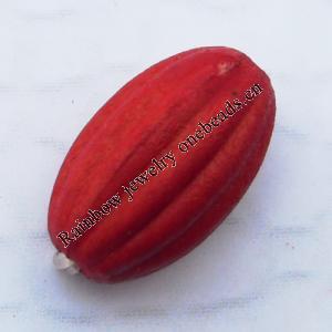 Imitate Wood Acrylic Beads, Fluted Oval 14x8mm Hole:2mm, Sold by Bag