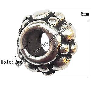 Tibetan Lead-Free Zinc Alloy Jewelry Findings 4x6mm hole=2mm Sold per pkg of 2000