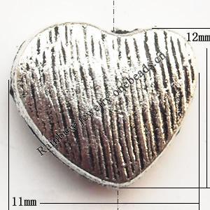 Tibetan Heart Lead-Free Zinc Alloy Jewelry Findings 11x12mm hole=1mm Sold per pkg of 500