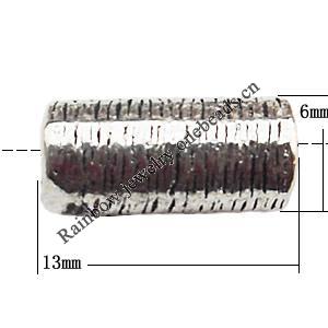 Tibetan Tube Lead-Free Zinc Alloy Jewelry Findings 13x6mm hole=1mm Sold per pkg of 500