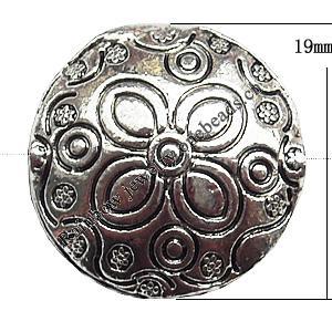 Tibetan Twist Lead-Free Zinc Alloy Jewelry Findings 19mm hole=1mm Sold per pkg of 100
