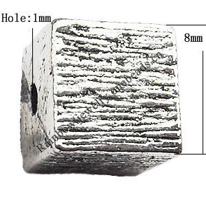 Tibetan Cube Lead-Free Zinc Alloy Jewelry Findings 8x8x8mm hole=1mm Sold per pkg of 400