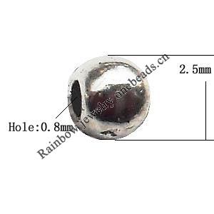 Tibetan Round Lead-Free Zinc Alloy Jewelry Findings 2.5mm hole=0.8mm Sold per pkg of 10000