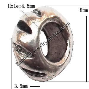 Tibetan Donut Lead-Free Zinc Alloy Jewelry Findings 3.5x8mm hole=4.5mm Sold per pkg of 1000