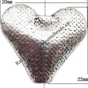 Tibetan Heart Lead-Free Zinc Alloy Jewelry Findings 22x20mm hole=1mm Sold per pkg of 150