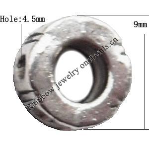 Tibetan Dount Lead-Free Zinc Alloy Jewelry Findings，3.5x9mm hole=1mm Sold per pkg of 800