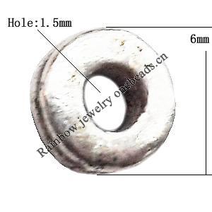 Tibetan Donut Lead-Free Zinc Alloy Jewelry Findings 6mm hole=1mm Sold per pkg of 3000