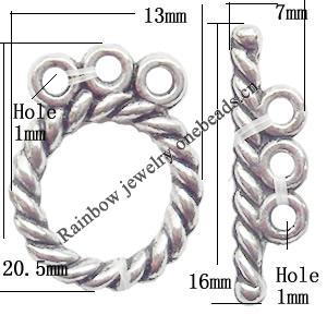 Clasp, Zinc alloy Jewelry Finding Lead-Free, Ring 13x20.5mm hole=1mm, Sold by KG