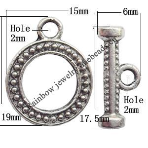 Clasp, Zinc alloy Jewelry Finding Lead-Free, Ring 15x19mm hole=2mm, Sold by KG
