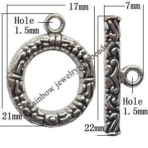 Clasp, Zinc alloy Jewelry Finding Lead-Free, Ring 17x21mm hole=1.5mm, Sold by KG