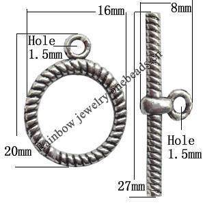 Clasp, Zinc alloy Jewelry Finding Lead-Free, Ring 16x20mm hole=1.5mm, Sold by KG