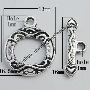 Clasp, Zinc alloy Jewelry Finding Lead-Free, Ring 16.5x13mm hole=1mm, Sold by KG