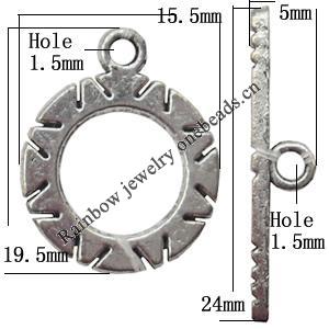 Clasp, Zinc alloy Jewelry Finding Lead-Free, Ring 15.5x19.5mm hole=1.5mm, Sold by KG