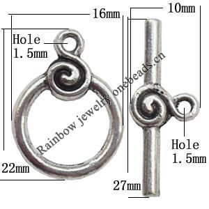 Clasp, Zinc alloy Jewelry Finding Lead-Free, Ring 22x16mm hole=1.5mm, Sold by KG