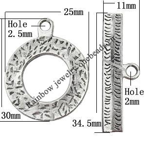Clasp, Zinc alloy Jewelry Finding Lead-Free, Ring 30x25mm hole=2.5mm, Sold by KG