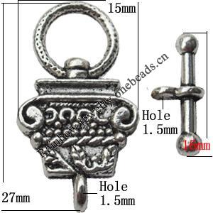 Clasp, Zinc alloy Jewelry Finding Lead-Free, Ring 27x15mm hole=1mm, Sold by KG