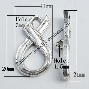 Clasp, Zinc alloy Jewelry Finding Lead-Free, Ring 20x11mm hole=3mm, Sold by KG