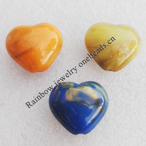 Solid Acrylic Beads, Mix color Heart 28x25x15mm hole:3mm, Sold by Bag