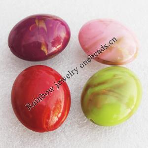 Solid Acrylic Beads, Mix color Flat Oval 16x16x16mm hole:2mm, Sold by Bag
