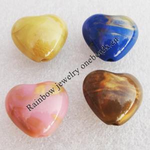 Solid Acrylic Beads, Mix color Heart 18x20mm hole:2.5mm, Sold by Bag