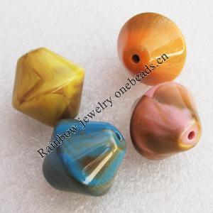 Solid Acrylic Beads, Mix color Bicone 25x25mm hole:3mm, Sold by Bag