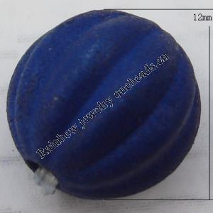 Imitate Wood Acrylic Beads, Fluted Round 12mm Hole:2mm, Sold by Bag