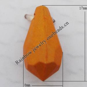 Imitate Wood Acrylic Beads, Faceted Teardrop 8x17mm Hole:1.5mm, Sold by Bag