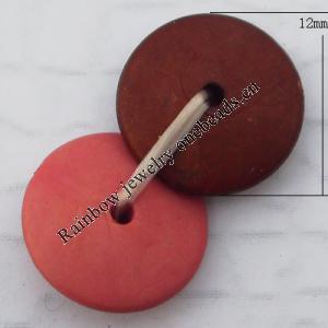 Imitate Wood Acrylic Beads, Coin 12x4mm Hole:1mm, Sold by Bag