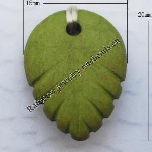 Imitate Wood Acrylic Beads, Leaf 15x20mm Hole:2mm, Sold by Bag
