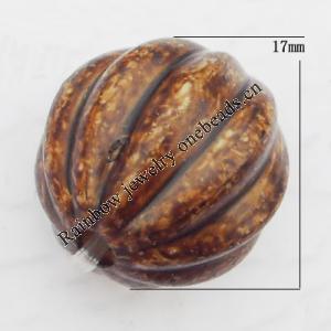 Imitate Gemstone Acrylic Beads, Fluted Round 17mm Hole:3mm, Sold by Bag